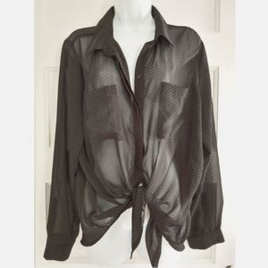 Old Navy Button-down top black with swiss dots. Size XL